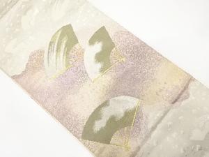 霞に扇模様織り出し　袋帯